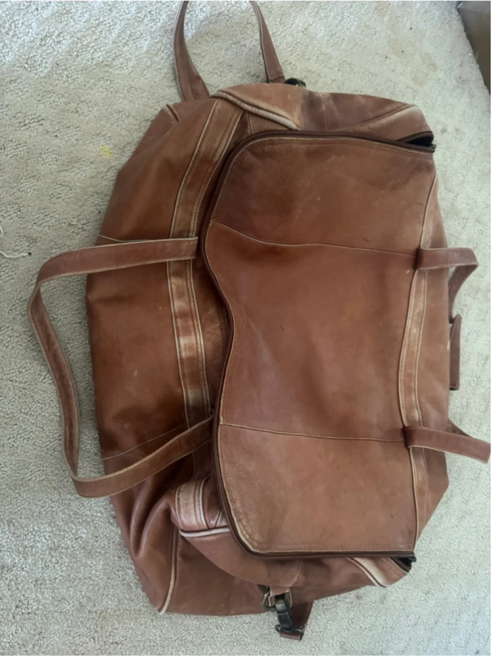 Leather Duffel Bag One Size Brown